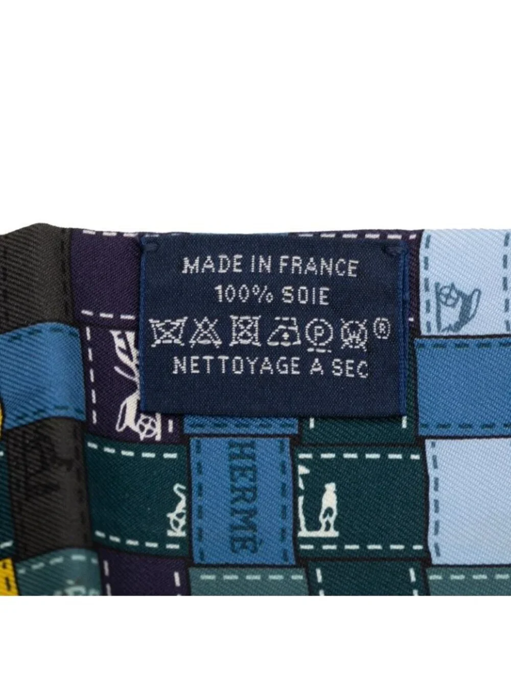 Hermes Twilly Bolduc Au Carre Scarf Navy Blue Multicolor Silk